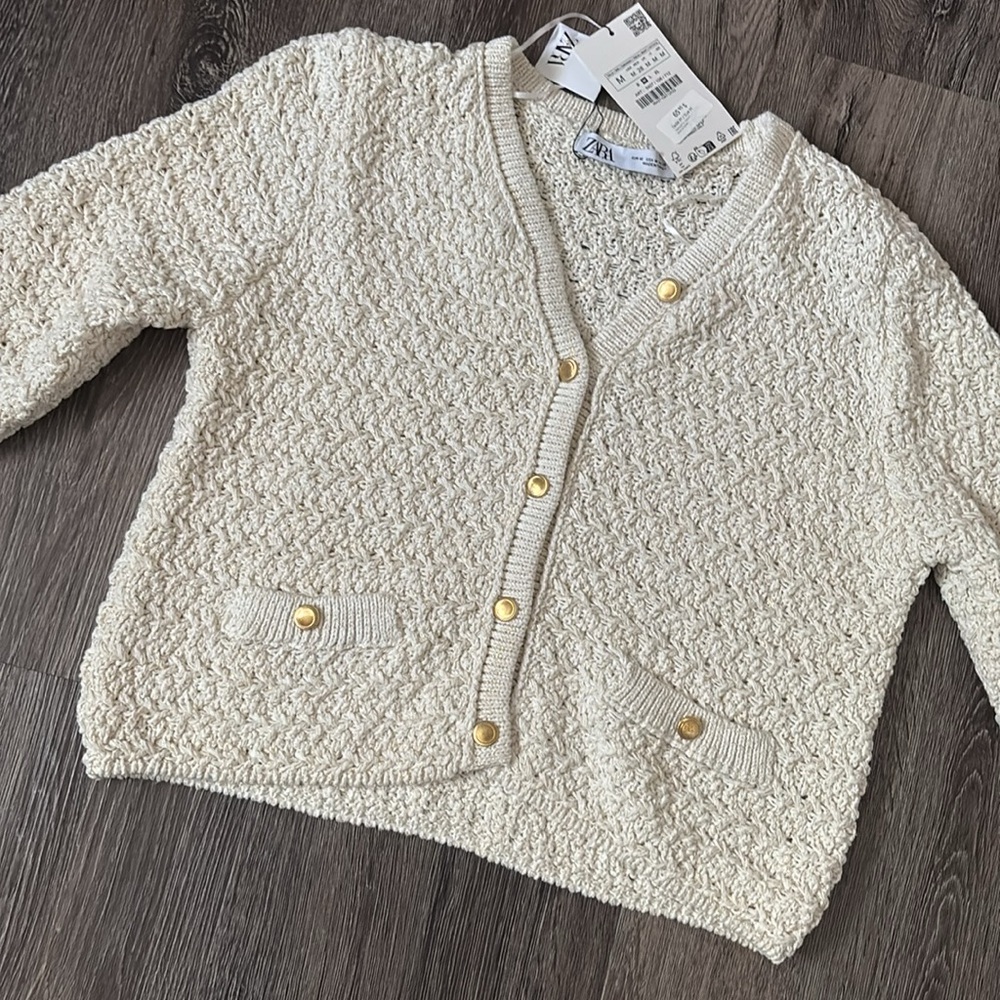 NWT Zara cropped cardigan with metallic thread , medium - Picture 9 of 9